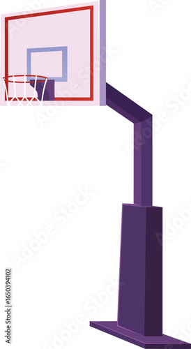 Basketball hoop, sport equipment for the gym and stadium, vector flat cartoon outdoor basketball stand, ring with mesh