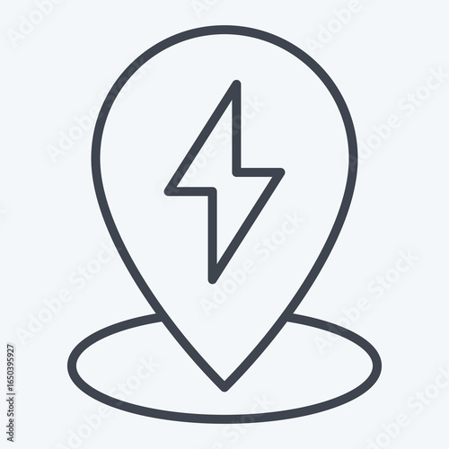 Icon Charging Location. related to Charging symbol. line style. design editable