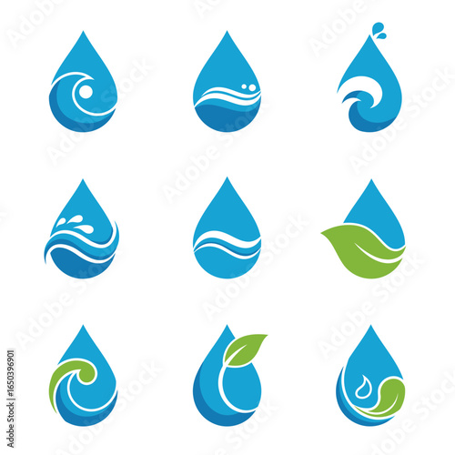 Water Drop Logo Designs Collection of Clean and Eco-Friendly Icons