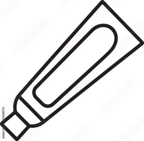 Simple hand drawn outline of a toothpaste tube on a white background