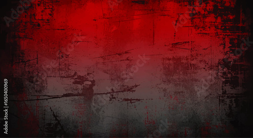Abstract grunge background with a dark, textured surface featuring a blend of red and gray colors.