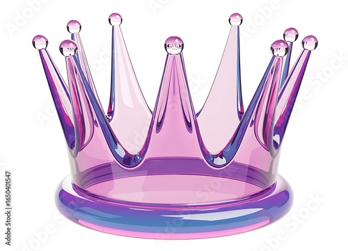Elegant Glass Crown with Pink and Purple Hues A Symbol of Royalty and Femininity in Detailed Studio Shot