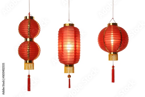 Festive Chinese Lanterns with Red Paper and Golden Accents for Celebrations and Cultural Displays