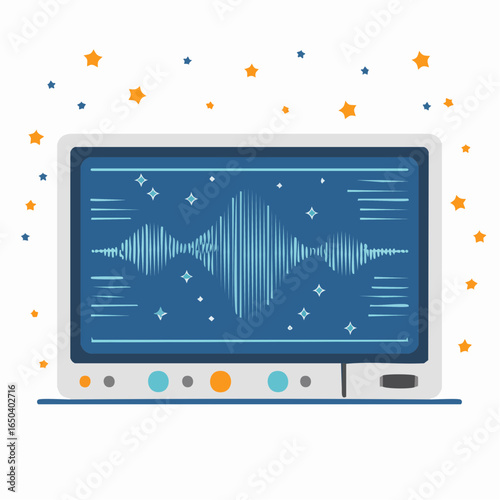 Flat minimalist icon representing cosmic microwave background, symbolizing early universe and cosmology research.