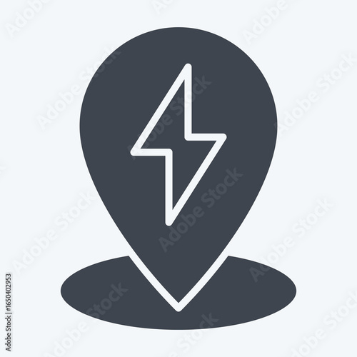 Icon Charging Location. related to Charging symbol. glyph style. design editable