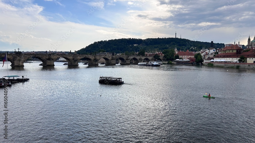 Obraz premium Moldava River and Charles Bridge in Prague