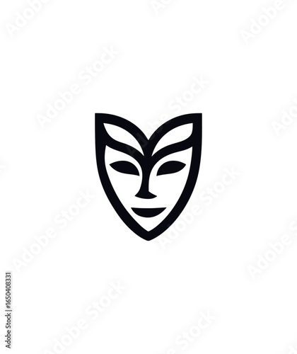 White mask on black background image