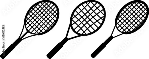 Tennis racket set, a Set of tennis rackets, tennis racket collection, Vector of tennis racket, tennis racket silhouette, tennis racket isolated on white background