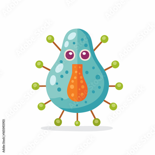 Flat style vector icon of bacteriophage virus, representing microbiology and genetic research.