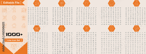 Big Bundle of 1000 Thin Line Icons – Real Estate, Finance, School, Love, Kitchen, UI, Gifts, Diagrams, Finance, Real Estate, Love, Cooking, School Editable Line icon Vector Set"