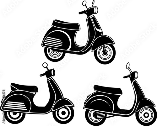 Scooter set, a Set of scooters, scooter collection, Vector of scooter, scooter silhouette, scooter isolated on white background