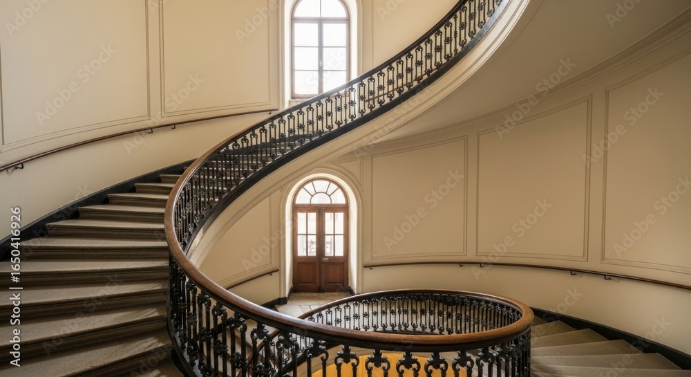 Fototapeta premium Elegant Spiral Staircase in a Grand Building