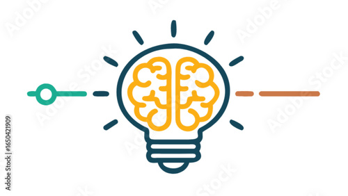 Brainstorming idea lightbulb creative thinking innovation concept with brain power and solution focus