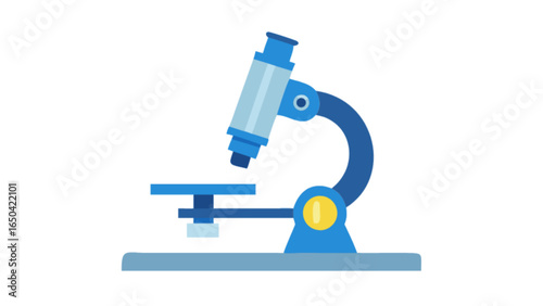 Illustration of a blue microscope for science education and laboratory research equipment analysis and study