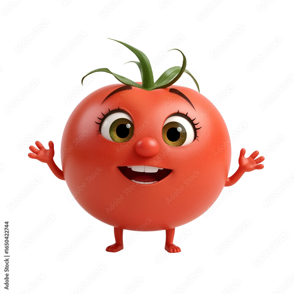 Fototapeta premium Tomato Cartoon Character Mascot on Transparent Background for Branding and Food Packaging