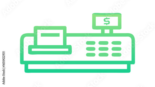 Cash register point of sale system pos machine for retail business and financial transactions icon