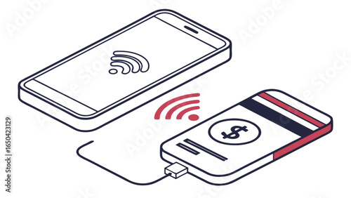 Mobile payment nfc wireless money transfer concept for online banking and contactless transactions technology