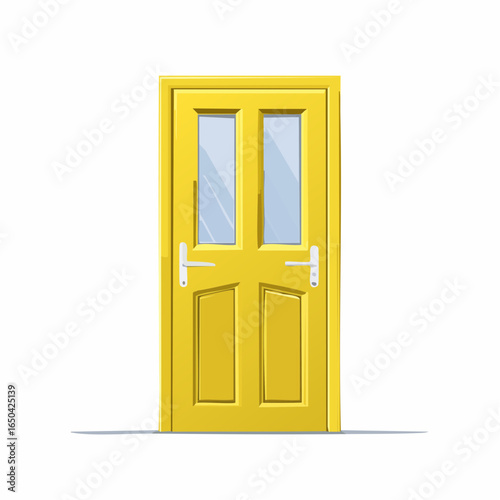 yellow wooden door isolated on white