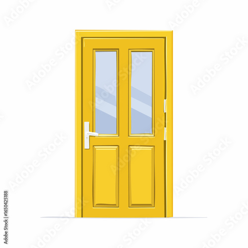 yellow wooden door isolated on white