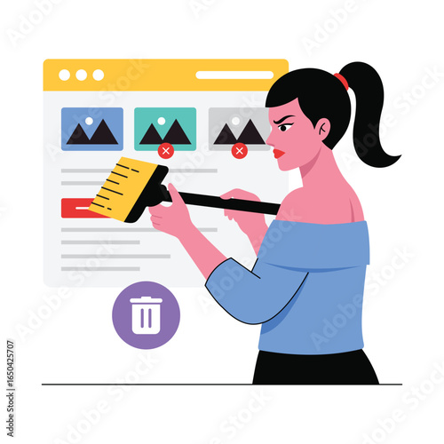 Remove Dulicate Flat Illustration. EPS 10 file