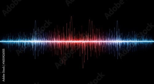 Dynamic audio waveform pulsating with vibrant energy on black background for music visuals