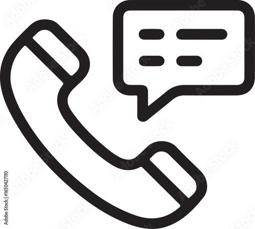 Icon of a telephone handset with a speech bubble indicating communication or messaging