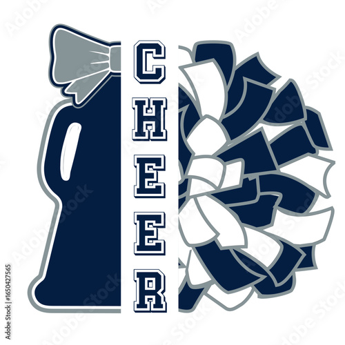 Dallas Cheerleading Pom pom, a Megaphone and the word CHEER. Vector cheerleading illustration.