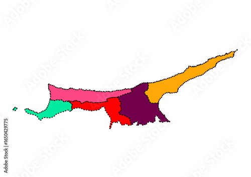 Northern Cyprus Map Color Detail Edition – Detailed Multicolor Vector for Modern Wall Art, Posters, and Education