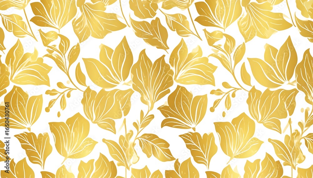 Gold Floral Seamless Pattern.