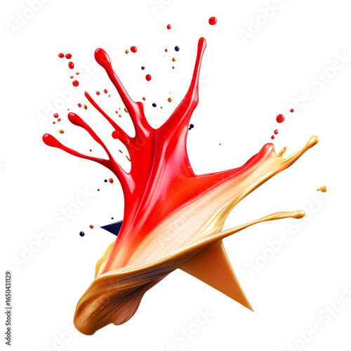 Red and Gold Paint Splash Fluid Drop Movement