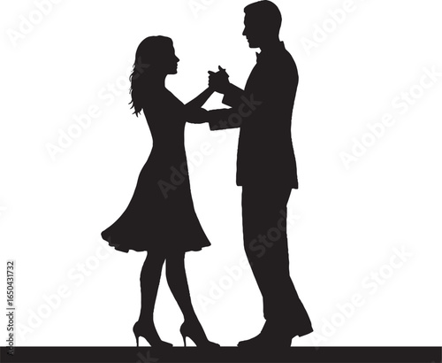 Elegant Couple Dancing Silhouette Vector Graphic