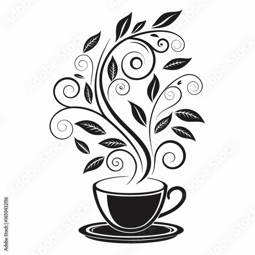 cup of coffee with flowers