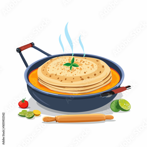 Roti or Indian Bread being baked
