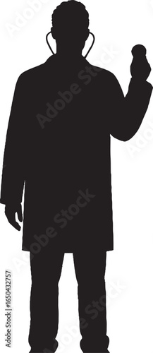 Doctor Silhouette with Stethoscope Icon Vector Medical Professional