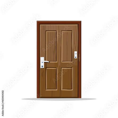 brown wooden door isolated on white