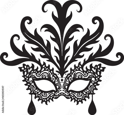 "Shadow Masquerade: Tribal Mask Silhouettes" vector bundle