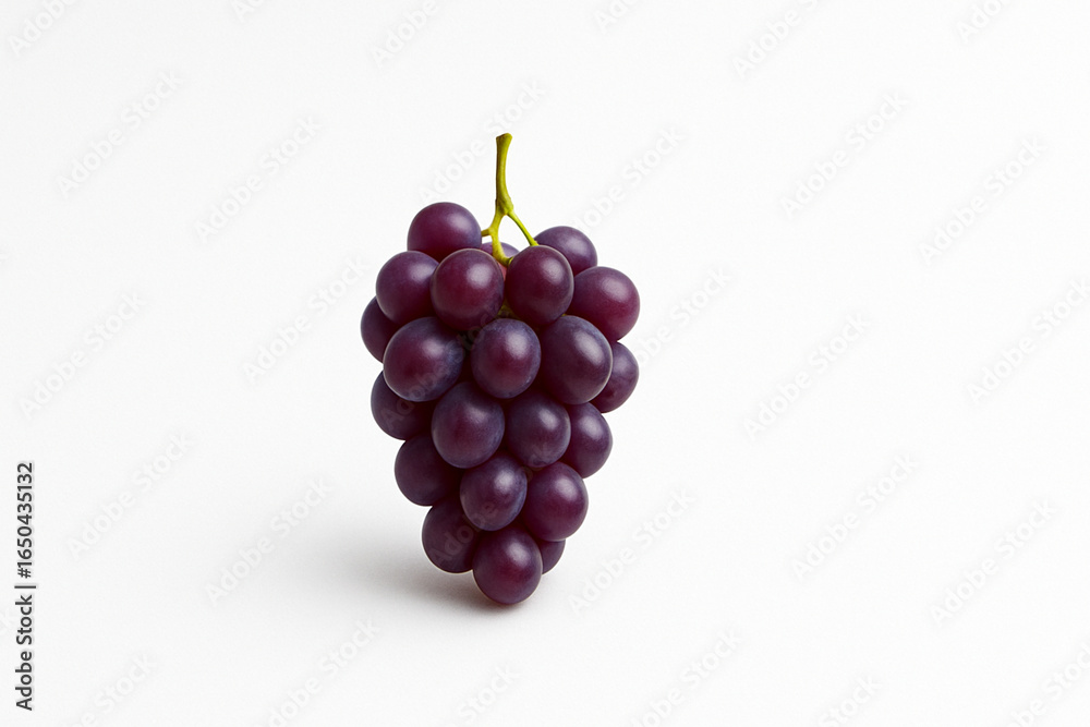 Fototapeta premium Minimalist bunch of purple grapes on clean white background