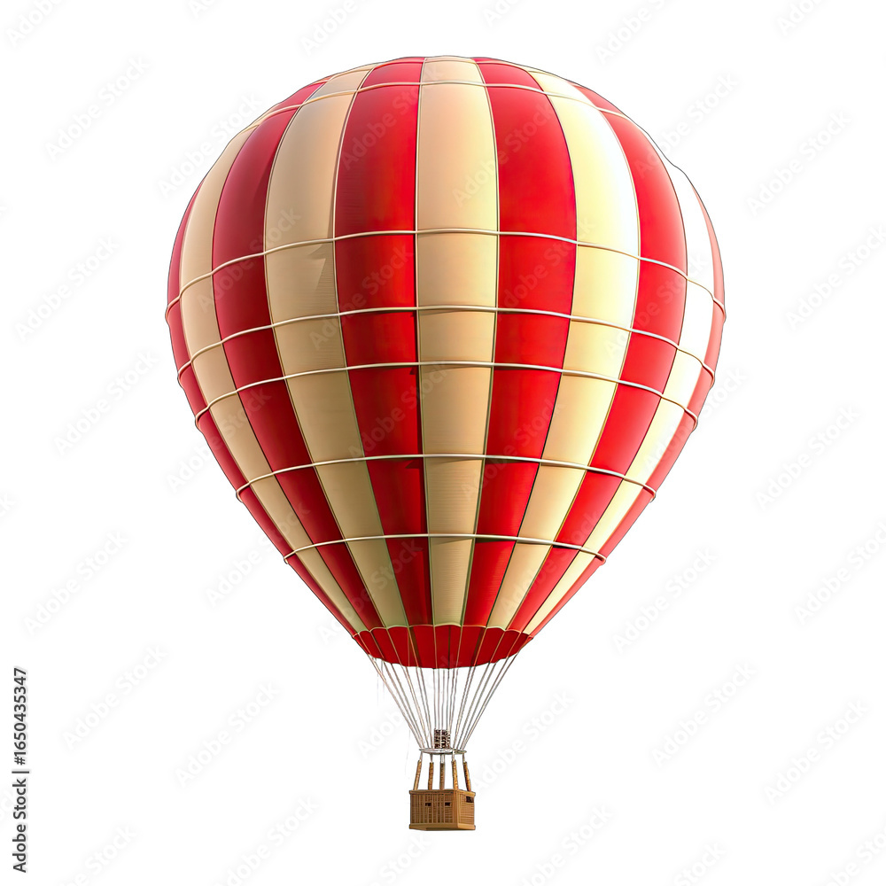 Fototapeta premium Red and cream striped hot air balloon