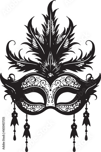 "Shadow Masquerade: Tribal Mask Silhouettes" vector bundle