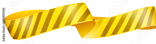 Curving yellow caution tape with dark stripes.