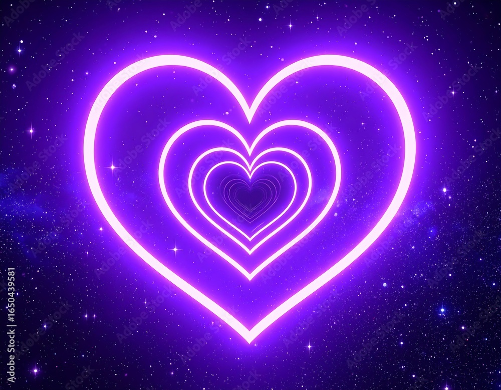 Neon heart tunnel in space Neon heart tunnel in space