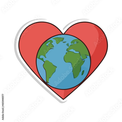 Heartfelt Globe Illustration Showcasing Love and Care for Our Planet Earth