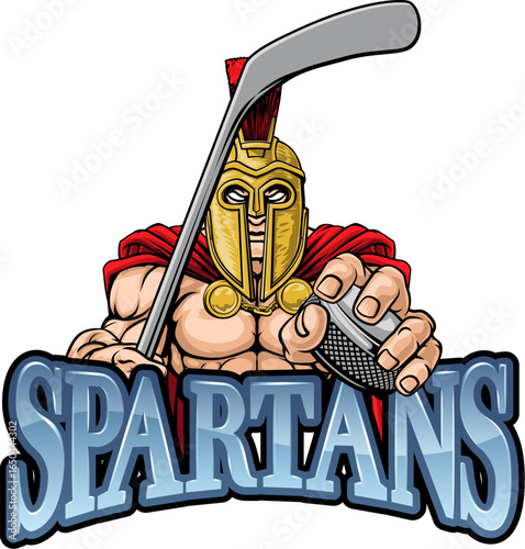 A spartan man ice hockey sports team cartoon mascot