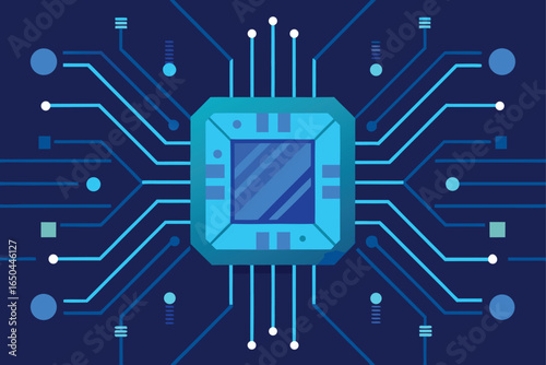 Futuristic Blue Circuit Mainboard Technology Background
