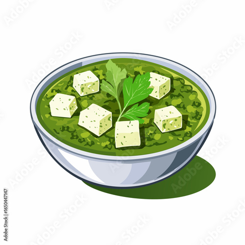 saag paneer curry dish with cilantro garnish