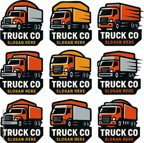 Truck Company Logo Design Collection Set.