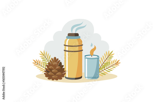 Bamboo thermos flask eco friendly design with rising steam  