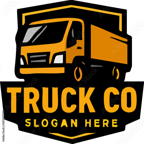 Truck Company Logo Design Orange Truck Illustration 1.
