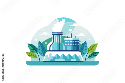 Geothermal energy plant with icy steam sustainable renewable energy facility