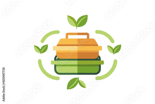 Stackable bamboo lunch boxes with eco arrows sustainable reusable storage